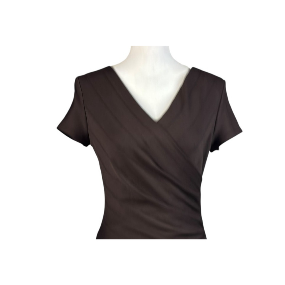 Joseph Ribkoff Ruched Sheath Dress Size 8 Bodycon Short Sleeve Brown Cocktail - Picture 7 of 10